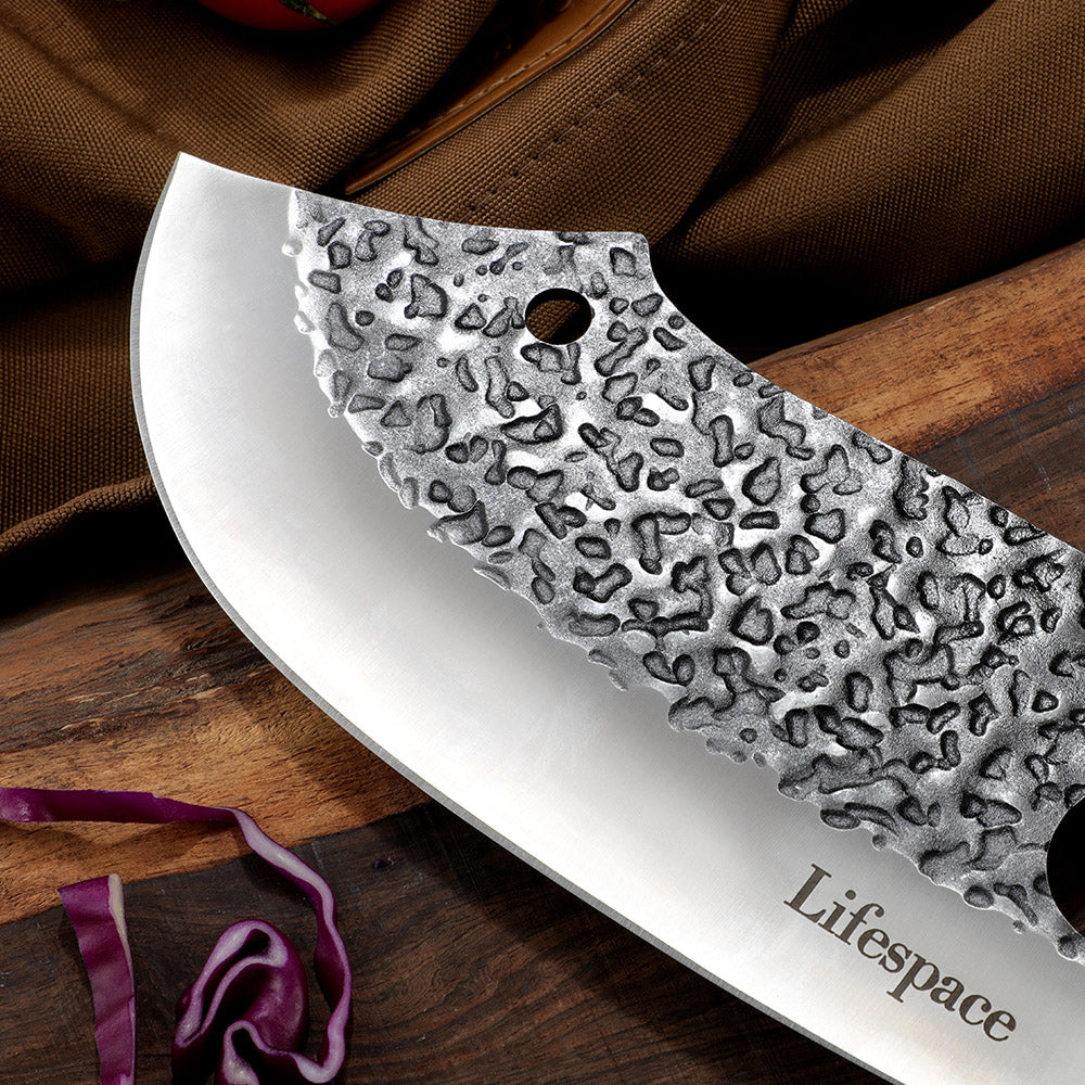 Lifespace Premium Chef Cleaver Knife Set (x3) with Genuine Leather Sheaths in a Gift Box