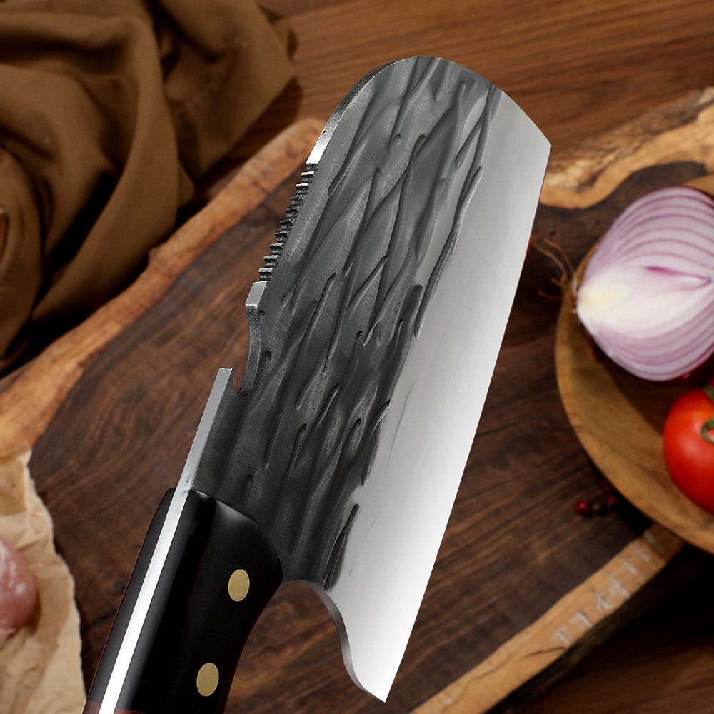 Lifespace Premium Chef Cleaver Knife Set (x3) with Genuine Leather Sheaths in a Gift Box