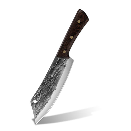 Lifespace 8in Chef Hammer Pattern Pointed Cleaver with Wenge Handle