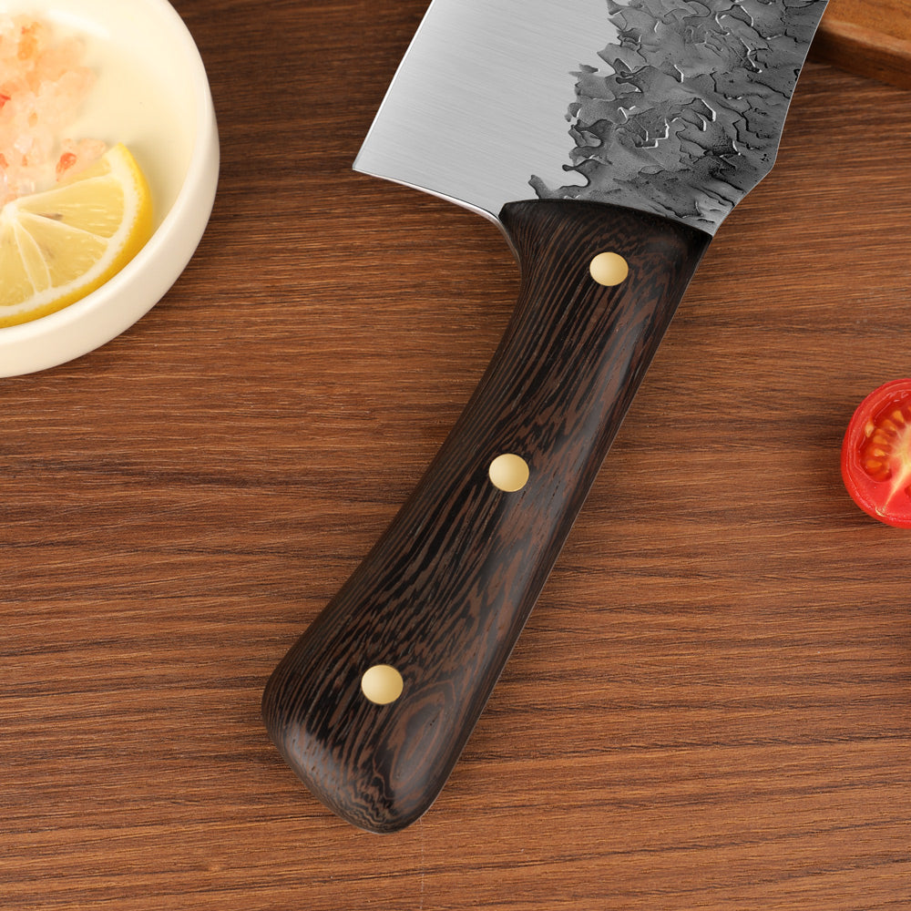Lifespace 7” Chef Chopping Cleaver with 3 Rivets & Wood Handle