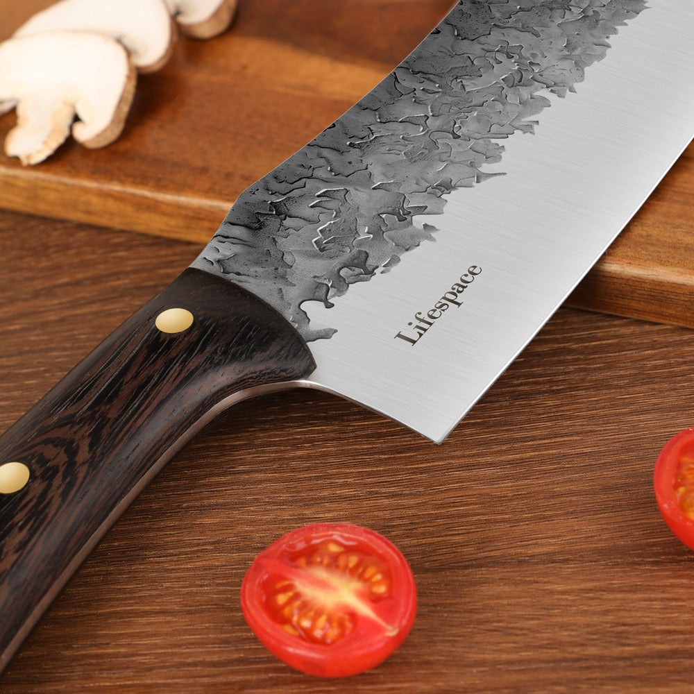 Lifespace 7” Chef Chopping Cleaver with 3 Rivets & Wood Handle