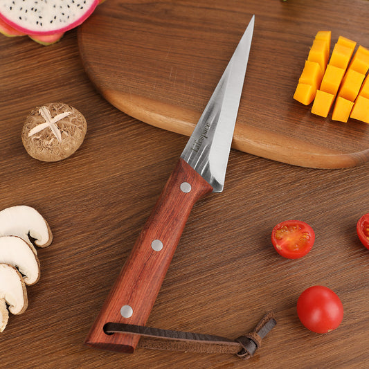 Texas Barbecue 5.7 Inch Pointed Cleaning Knife with Red Wood Handle