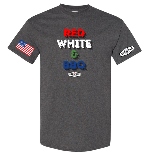 Lifespace Premium Cotton-Poly Blend Crewneck T-shirt "Red, White, & BBQ"