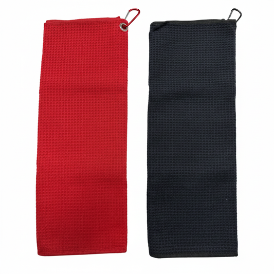 Lifespace Black or Red Waffle 380gsm Microfibre BBQ / Kitchen Towel with Matching Color Carabiner