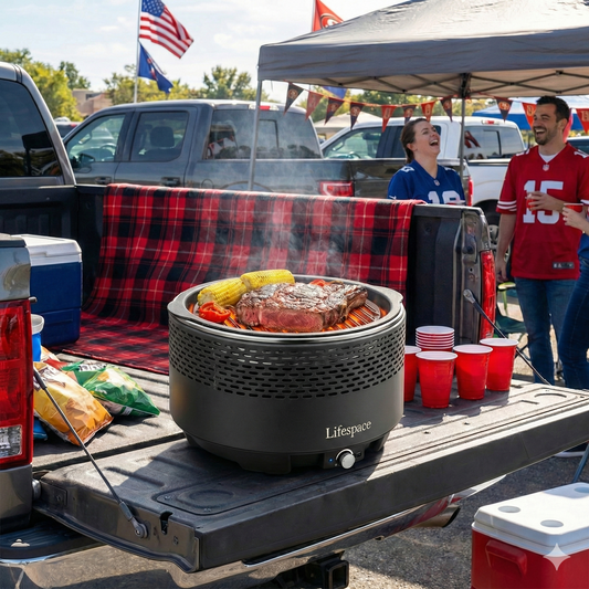 Lifespace Portable Charcoal Grill with Turbo Fan (Low Smoke) – Ready in 5 Minutes with Cast Iron Grid & Carry Bag