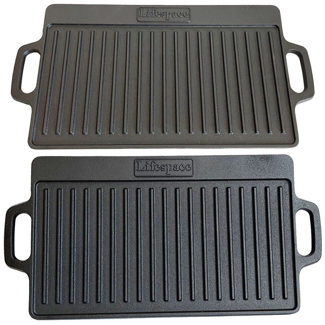 Lifespace Cast Iron Reversible Griddle Plate Pan