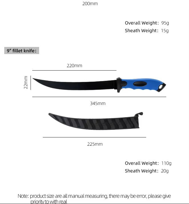 Lifespace 9" Stainless Steel Fish Filleting Knife With Sheath