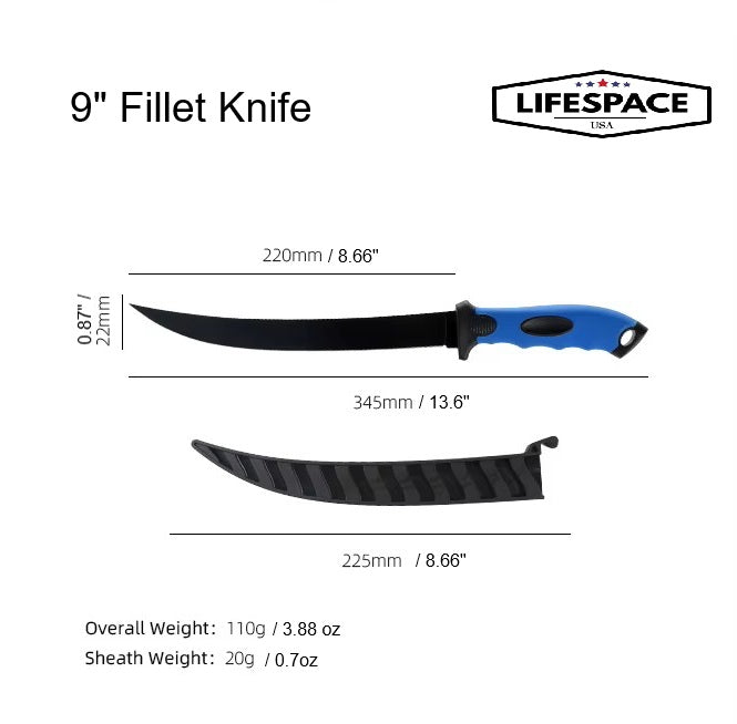Lifespace 9" & 6" Stainless Steel Fish Filleting Knife Combo Set With Sheaths