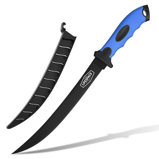 Lifespace 9" Stainless Steel Fish Filleting Knife With Sheath