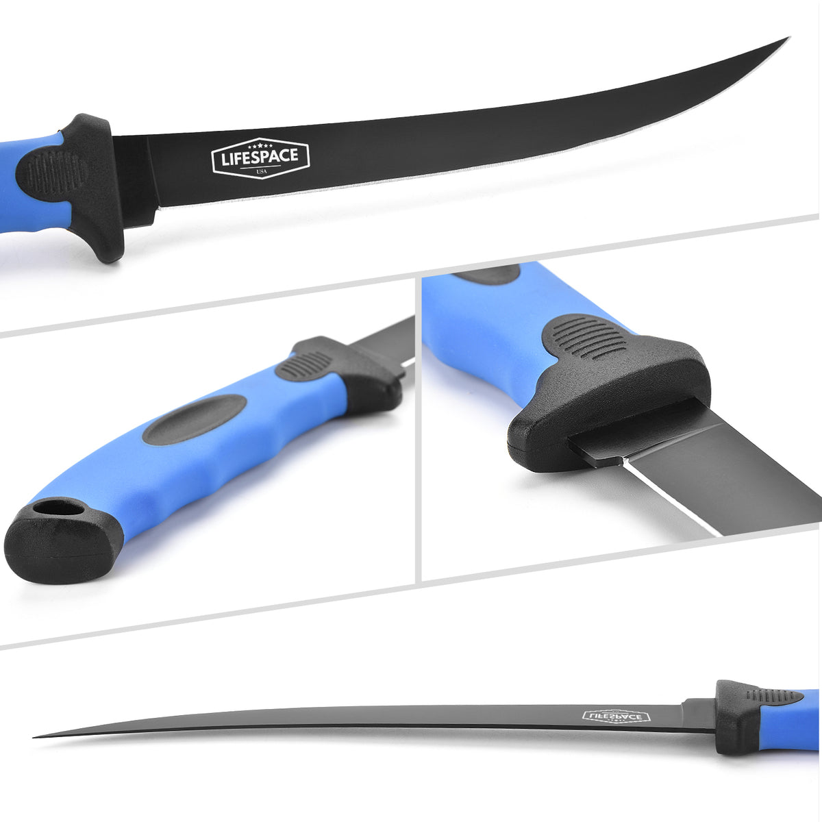 Lifespace 9" & 6" Stainless Steel Fish Filleting Knife Combo Set With Sheaths