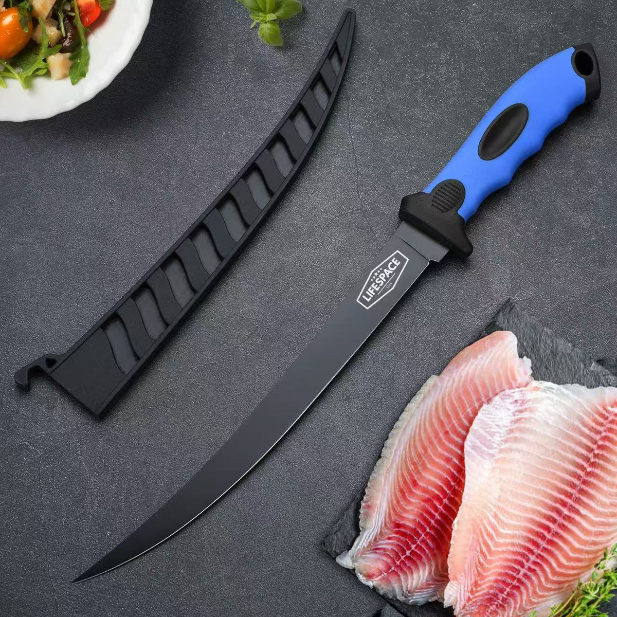 Lifespace 9" & 6" Stainless Steel Fish Filleting Knife Combo Set With Sheaths