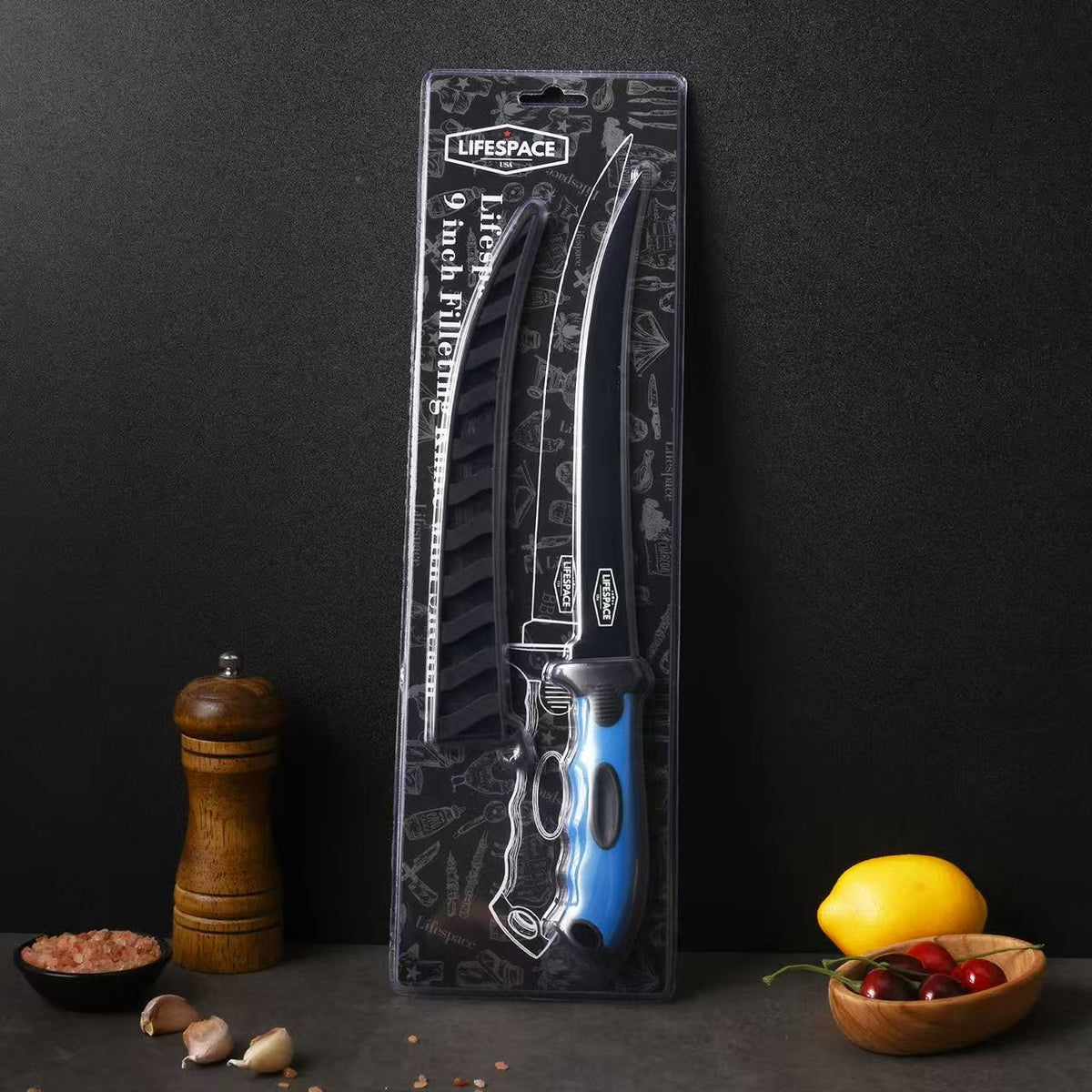 Lifespace 9" & 6" Stainless Steel Fish Filleting Knife Combo Set With Sheaths