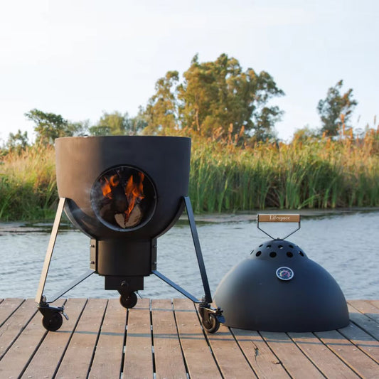 Lifespace Premium Range Kamado 5-in-1 Ceramic & Steel 21" Rocket Stove Grill / Fire Pit / Smoker / Oven