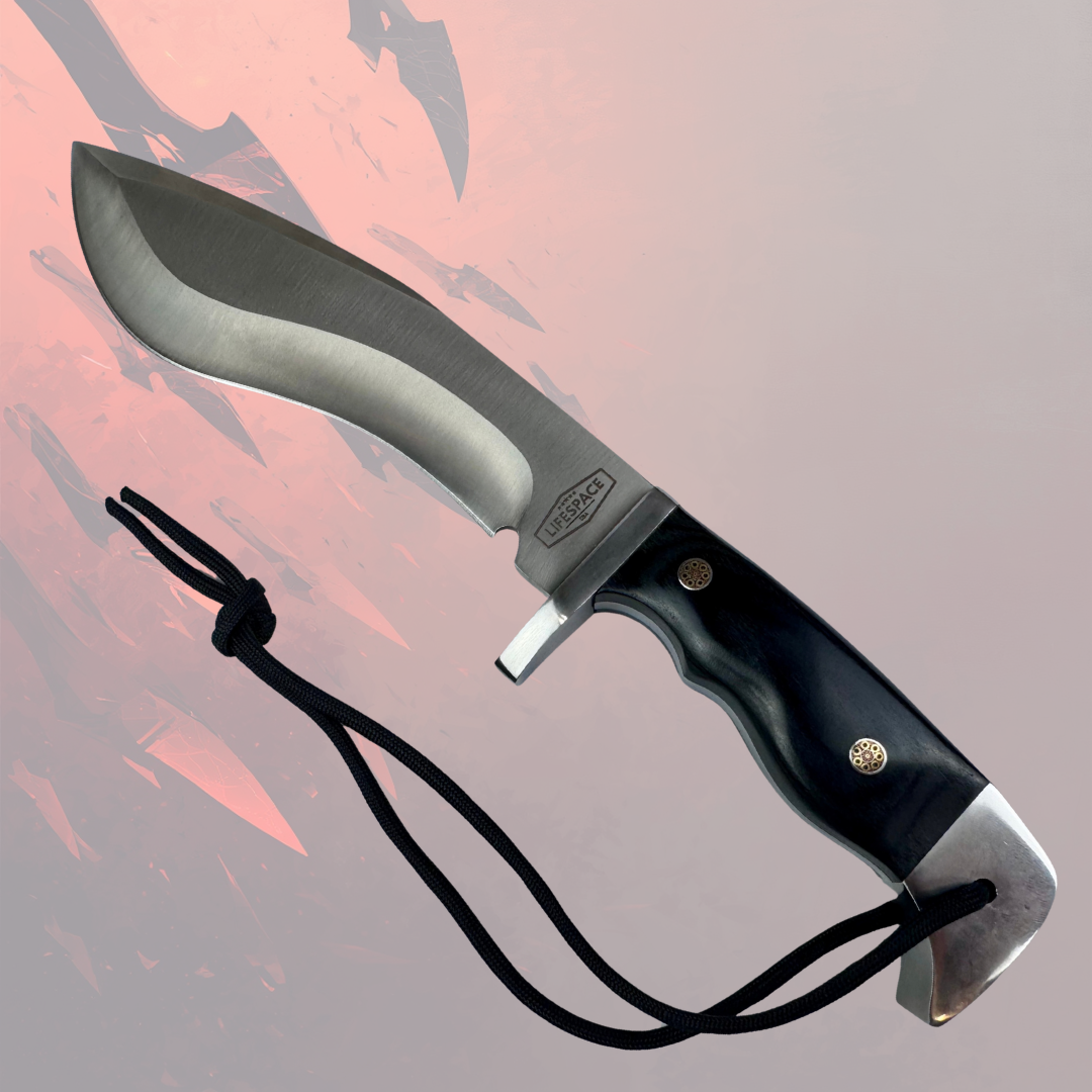 Lifespace Premium AUS-10 Stainless Steel Kukri Knife with Tooled Dragon Leather Sheath – 12.6" Overall