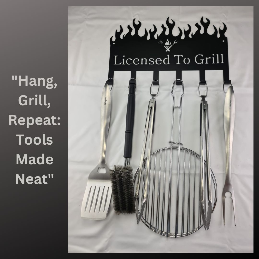 Lifespace 'Licensed to Grill' 6 Hook Grill Patio Utility Rack