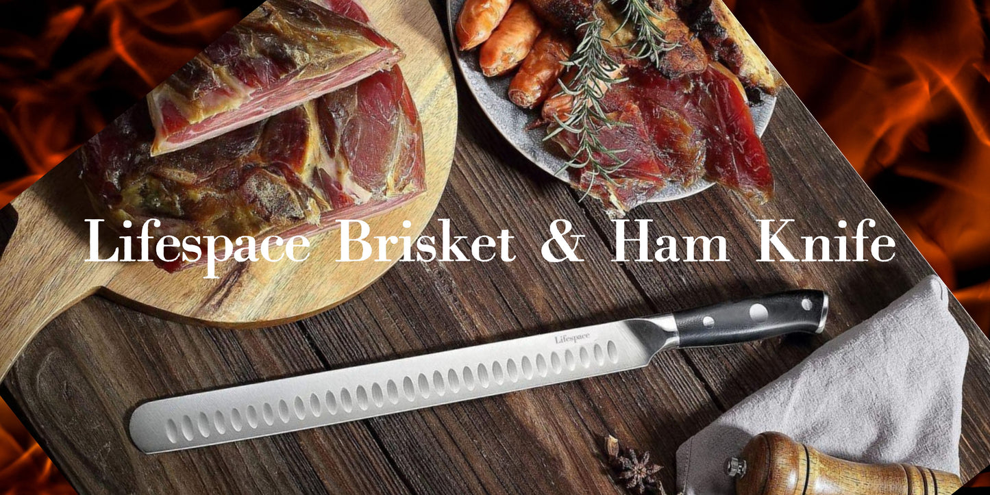 Lifespace BBQ Ham & Brisket Carving Knife - 12in Stainless Steel Blade