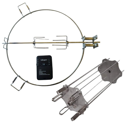 Lifespace Spit Roast Grill Ring & Skewer Bundle with Motor, Shaft & Prongs for 22" Kettle Grill
