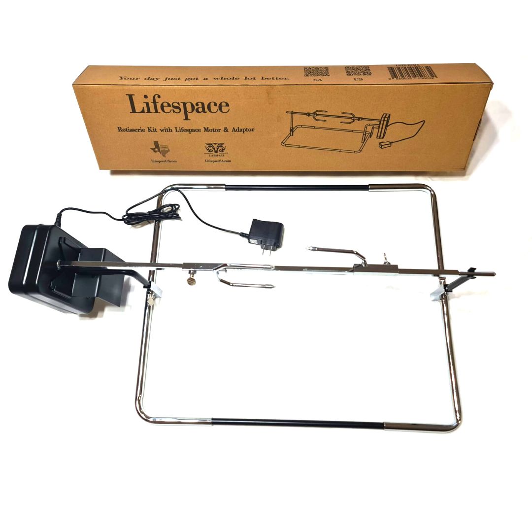 Lifespace Rotisserie Grill Kit with Lifespace Motor & 110v Adapter