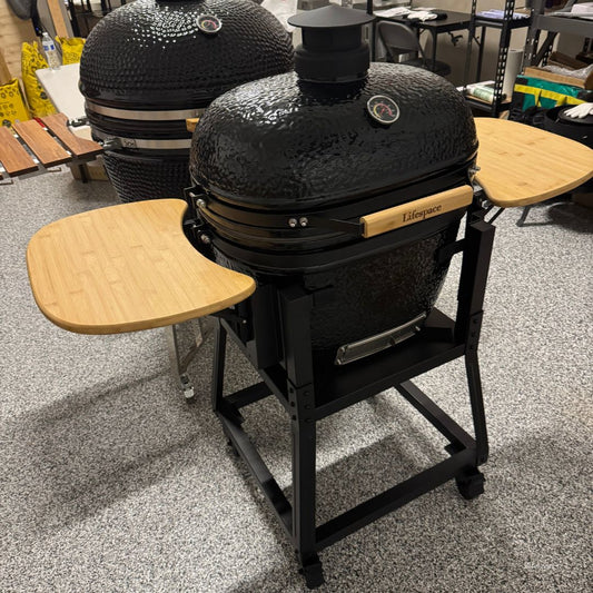 Lifespace 23" Oval Shape Kamado with Charcoal Basket & Ash Drawer