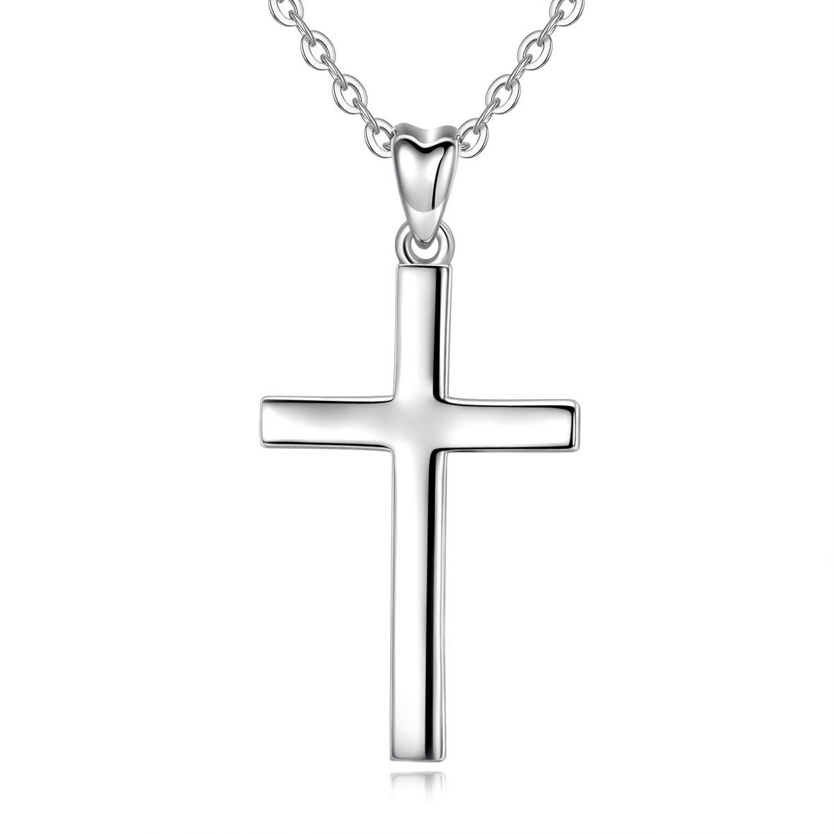 The Cross Road Large Simple Silver Plated Cross Pendant