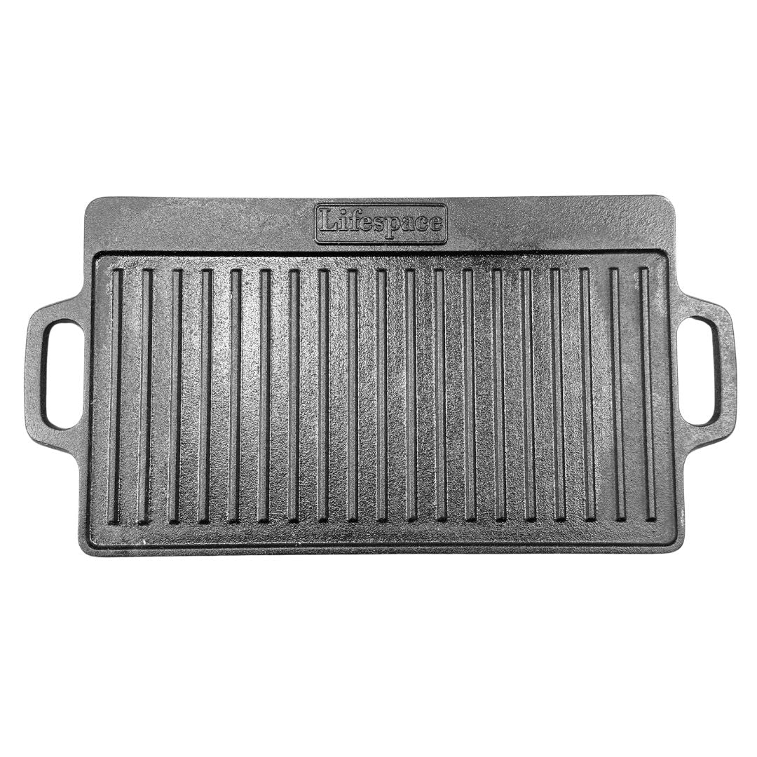 Lifespace Cast Iron Reversible Griddle Plate Pan