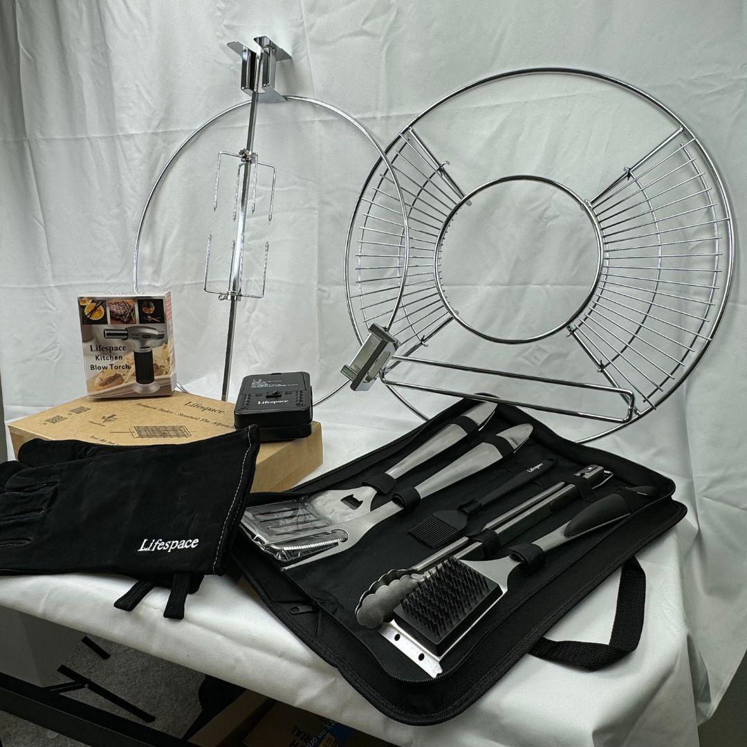 Lifespace Ultimate  22" Kettle Grill Rotisserie Bundle Kit & Accessory Bundle