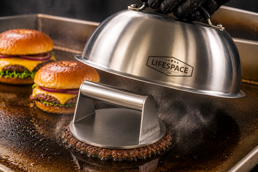 Lifespace Smash Burger Bundle — Burger Press & Grill Dome Lid Set