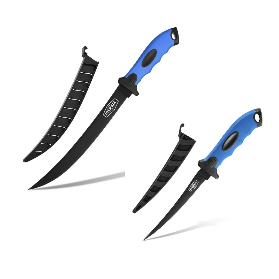 Lifespace 9" & 6" Stainless Steel Fish Filleting Knife Combo Set With Sheaths
