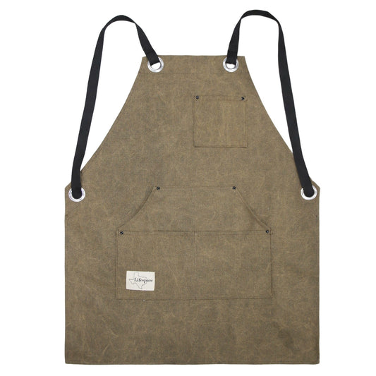 Lifespace Premium Khaki Wax Canvas BBQ Grill Work Apron
