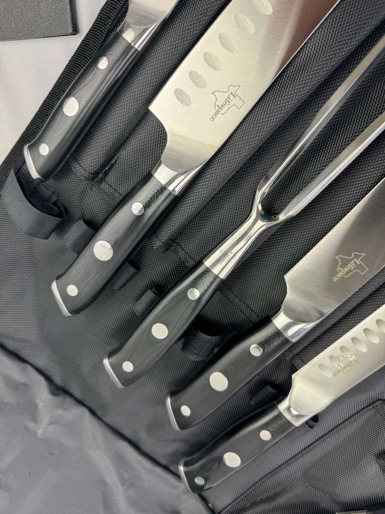Lifespace Premium Professional 9pc Chef Knife & Tool Set with Knife Roll