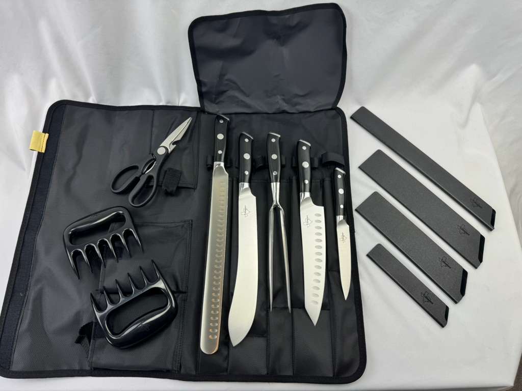 Lifespace Premium Professional 9pc Chef Knife & Tool Set with Knife Roll