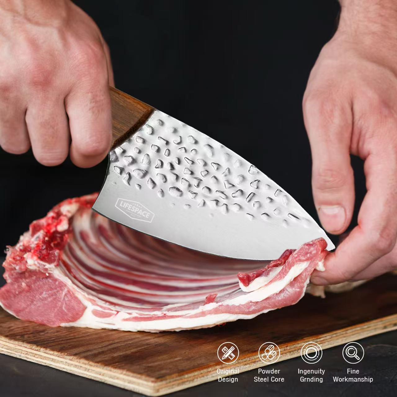 Lifespace Full Tang Stainless Steel Fish Head Kitchen and Outdoor Knife