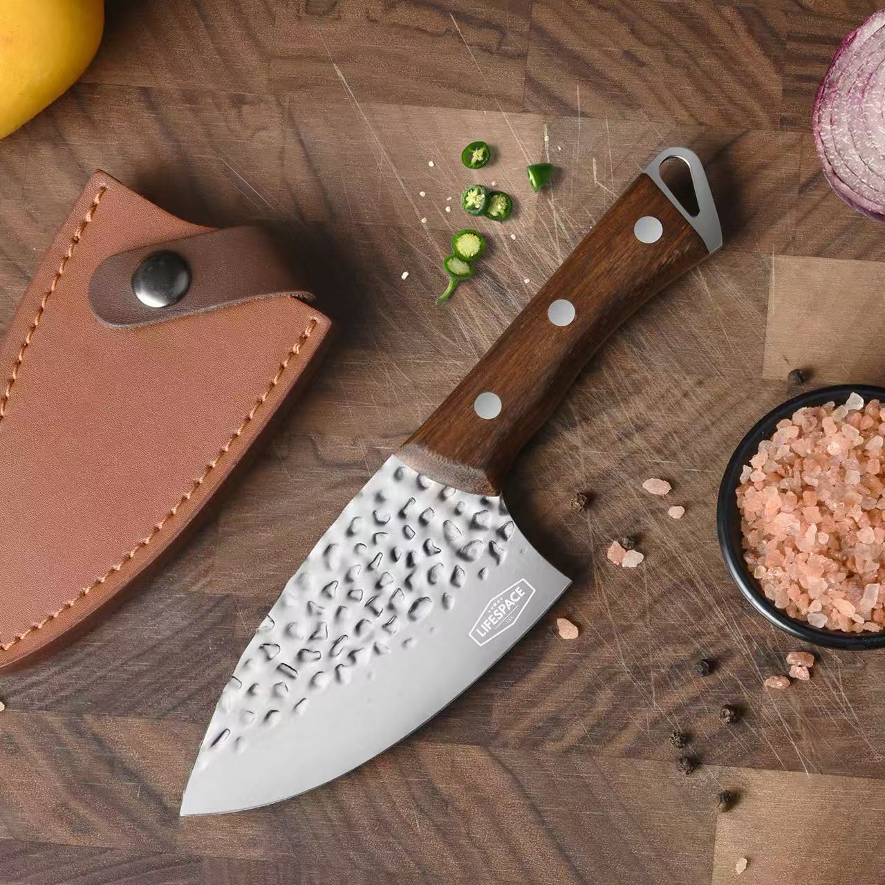 Lifespace Full Tang Stainless Steel Fish Head Kitchen and Outdoor Knife