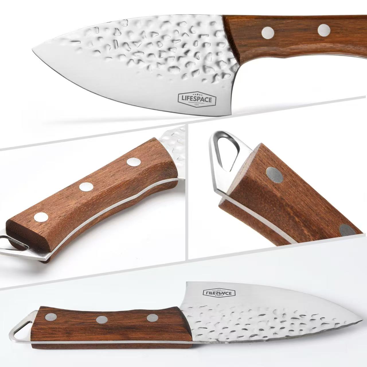 Lifespace Full Tang Stainless Steel Fish Head Kitchen and Outdoor Knife