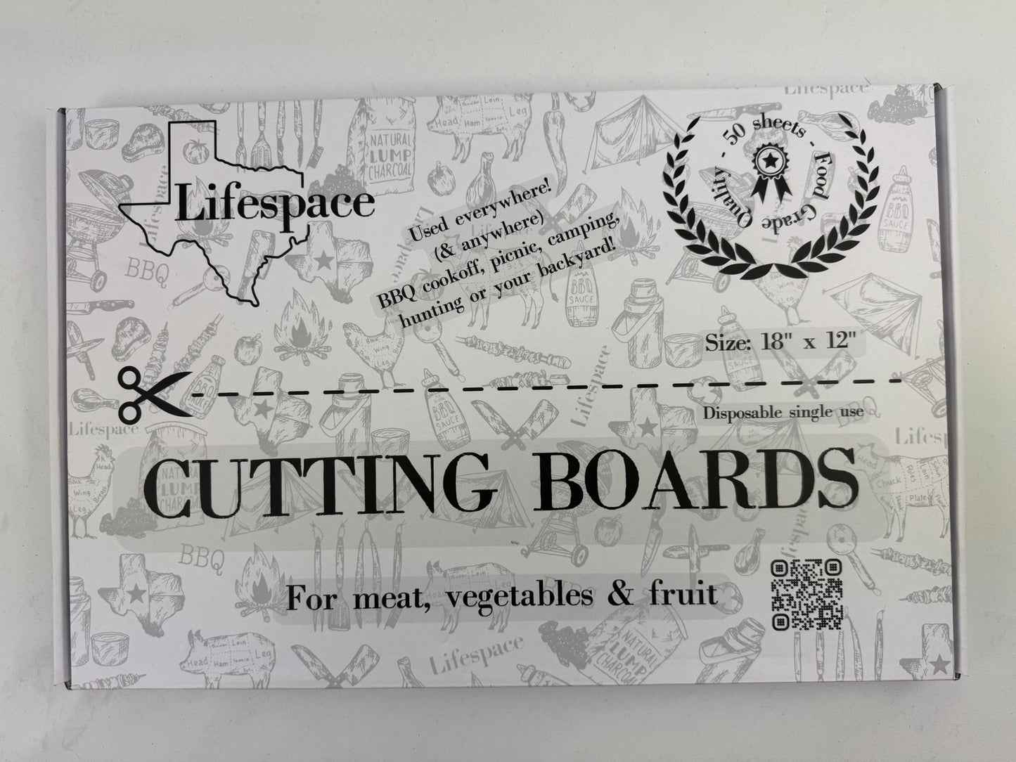 Lifespace Disposable 18" x 12" "Pig" Cutting Boards - 50x Sheets