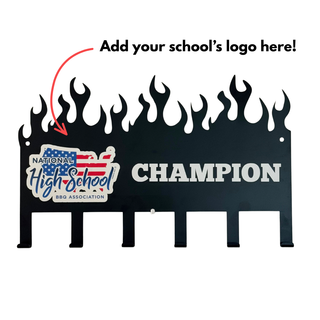 Lifespace National High School BBQ Association "Champion" 6 Hook Utility Medal Rack