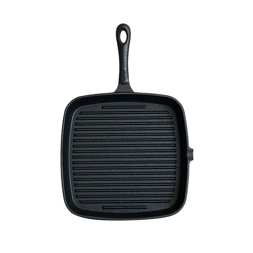 Lifespace Cast Iron Square Griddle Pan 24cm