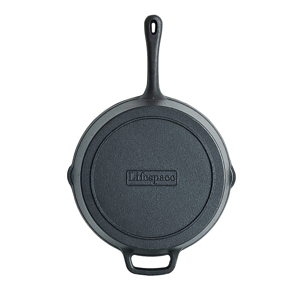 Lifespace Cast Iron Round Griddle Pan 12"