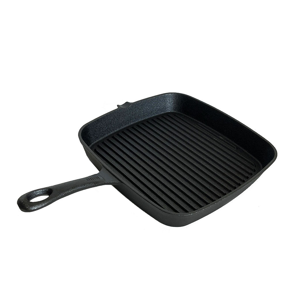 Lifespace Cast Iron Square Griddle Pan 24cm