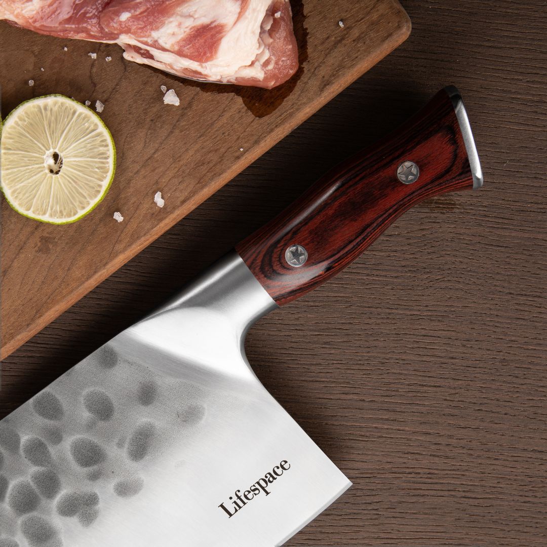 Lifespace 7.8" Square Meat Cleaver with Hole & Pakkawood Handle