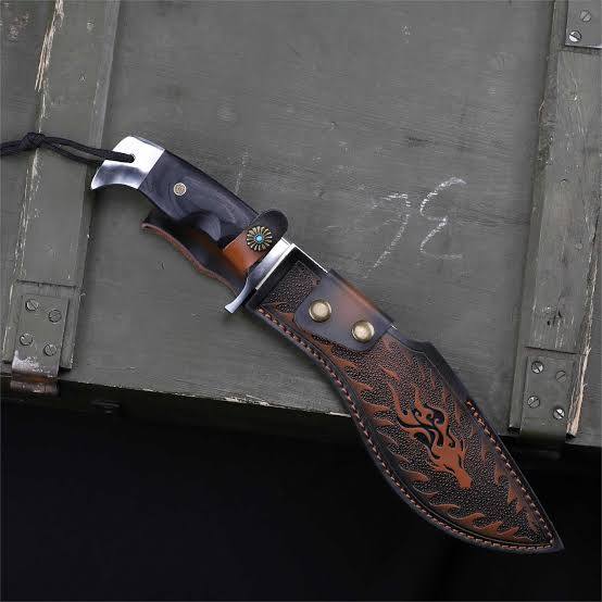Lifespace Premium AUS-10 Stainless Steel Kukri Knife with Tooled Dragon Leather Sheath – 12.6" Overall