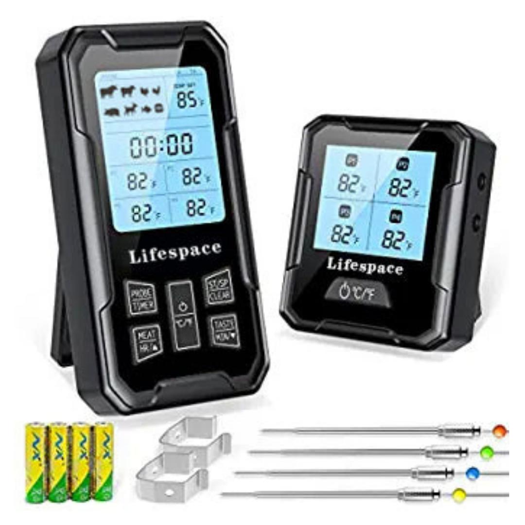 Lifespace 4-Probe 109-yard Wireless Cooking Meat Thermometer