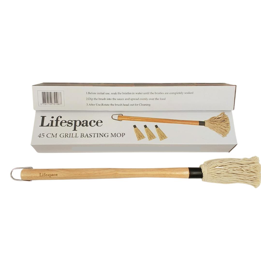 Lifespace 18" BBQ Grill Basting Mop Brush with 3 Spare Heads