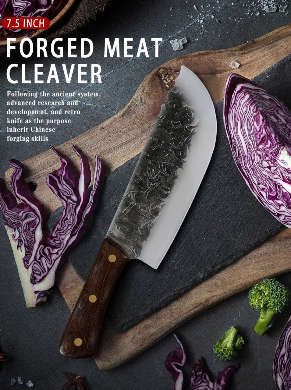 Lifespace 7,5in Hammer Forged Chef Cleaver