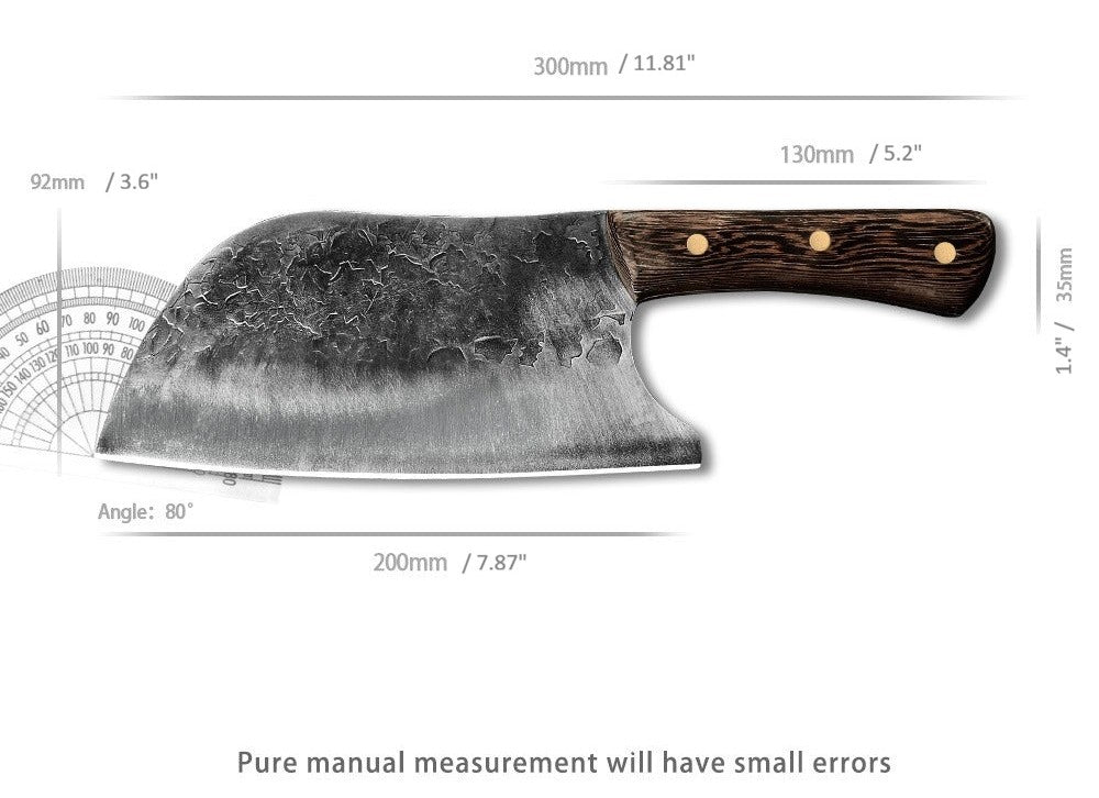 Lifespace 8in Hammered Cleaver with Curved Blade