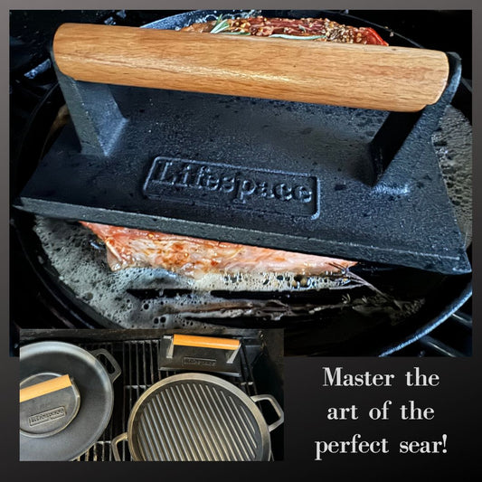 Lifespace Cast Iron Meat / Bacon Press - Rectangle