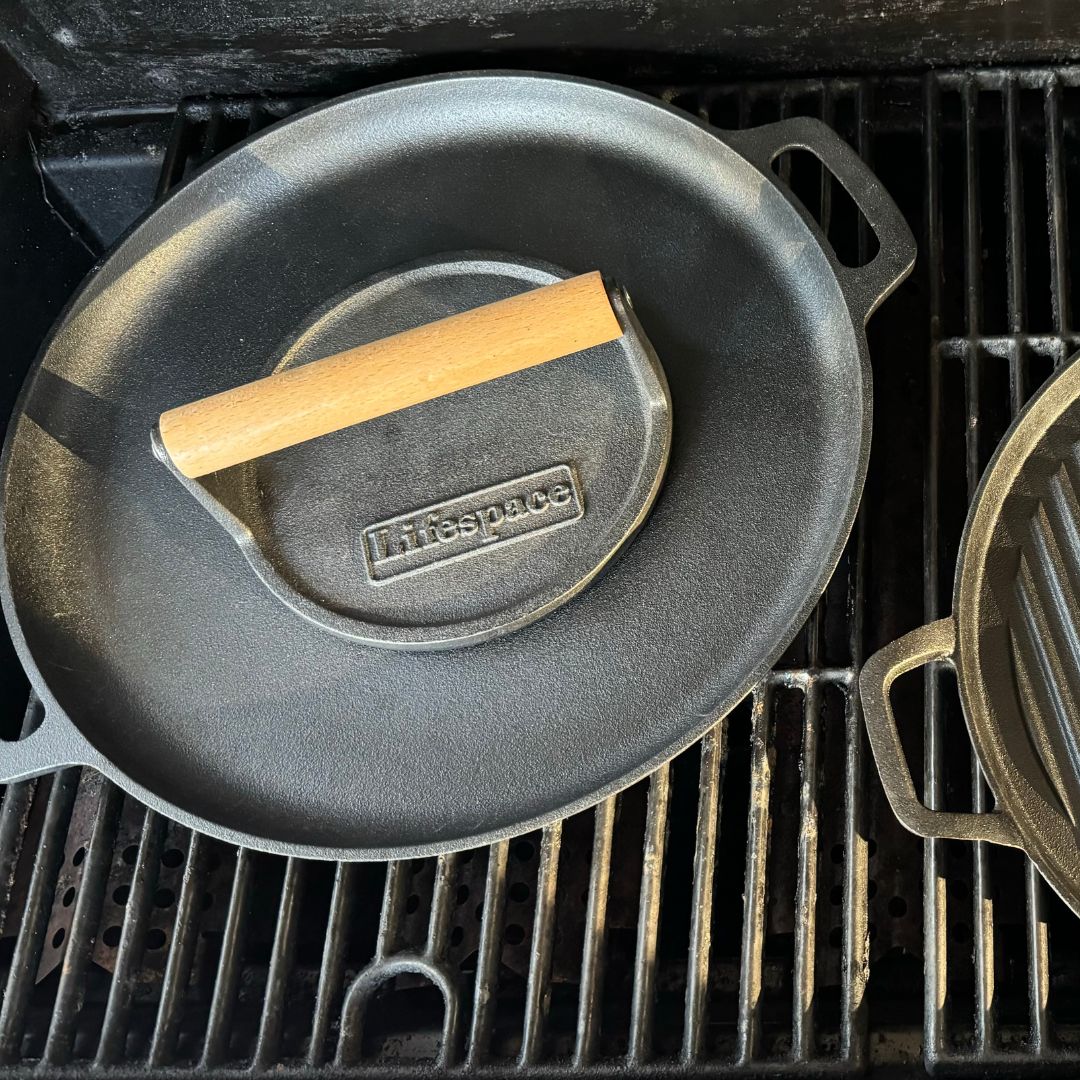 Lifespace Cast Iron Smash Burger Press - Round