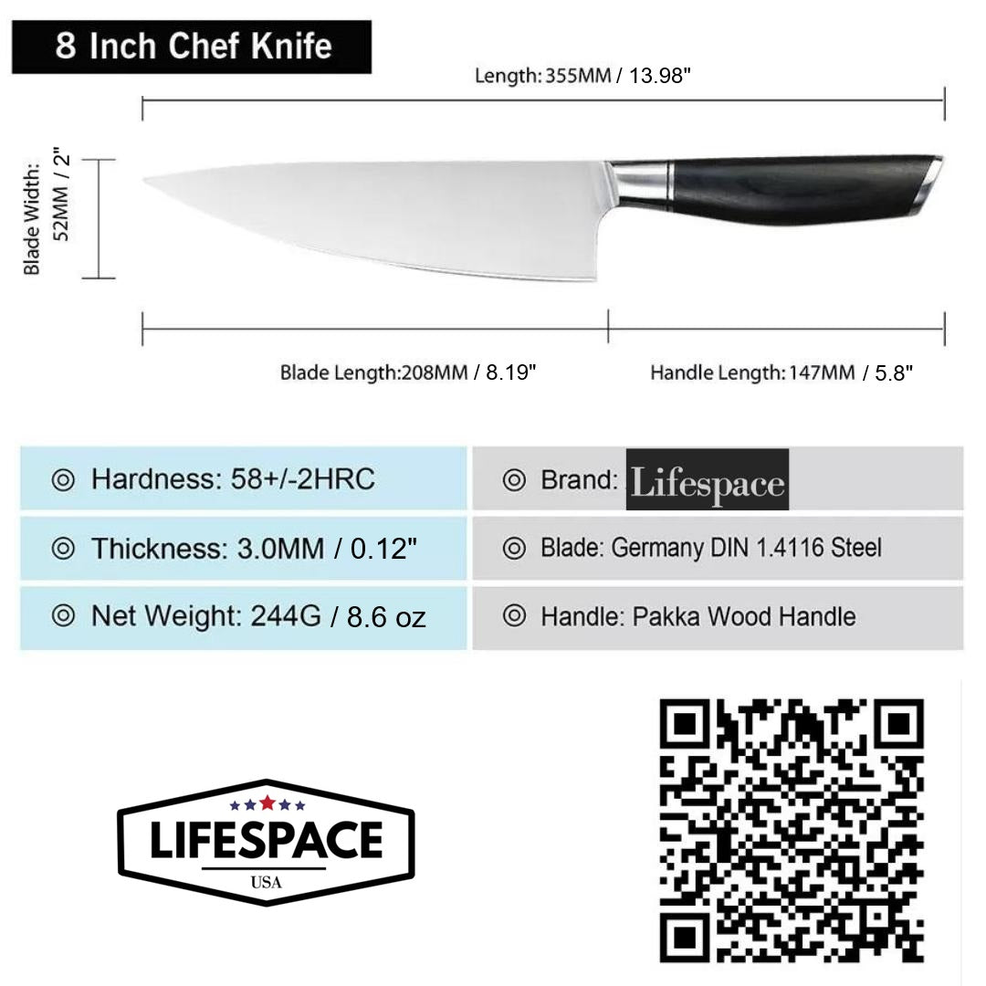 Lifespace Classic Japanese Chef Knife Set in a Gift Box - Petty, Santoku & Chef
