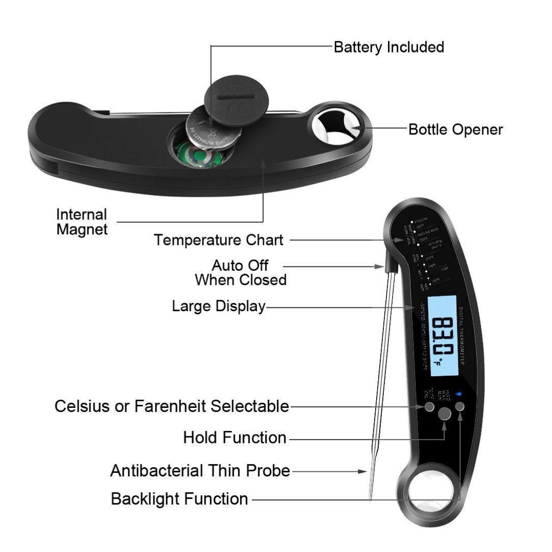 Lifespace Premium Instant-Read Digital Folding Probe Thermometer