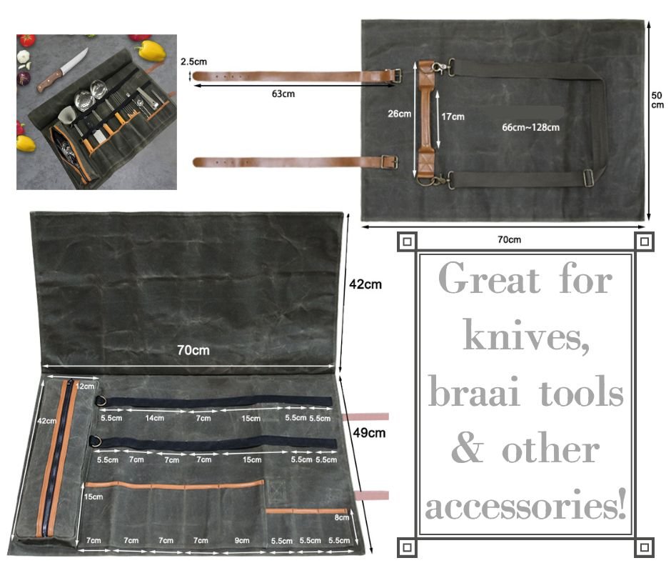Lifespace Premium Leather & Waxed Canvas Utensil & Knife Roll - 8 Slots & Zip Pouch